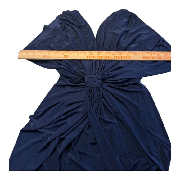 MISA Los Angeles Xenia Crepe Jersey Maxi Dress Draped Knot Front Royal Blue XS - Picture 8 of 11